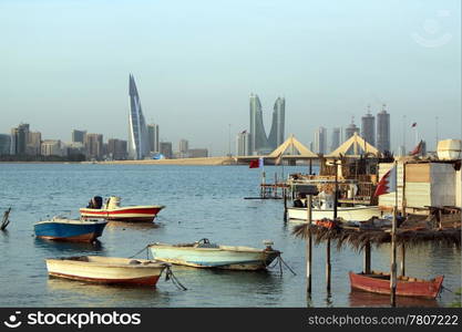 Gulf with boats in Manama city, Bahrein