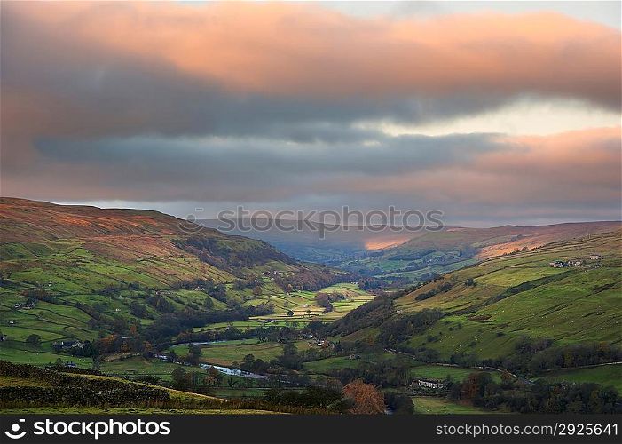 Gunnerside in Swaledale in Yorkshire Dales National Park at sunrise in Autumn
