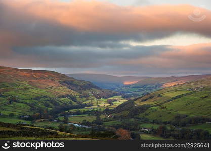 Gunnerside in Swaledale in Yorkshire Dales National Park at sunrise in Autumn