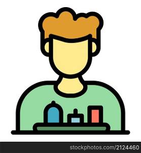 Guy and medication icon. Outline guy and medication vector icon color flat isolated. Guy and medication icon color outline vector