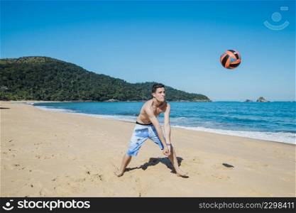 guy receiving volleyball