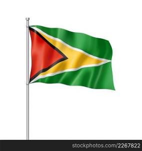 Guyana flag, three dimensional render, isolated on white. Guyanese flag isolated on white