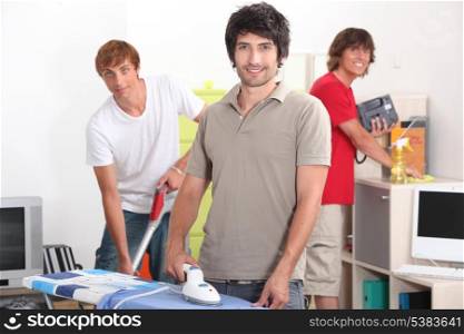 Guys cleaning