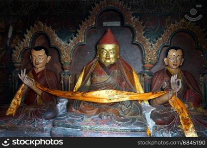 GYANTSE, CHINA - CIRCA MAY 2017 Altar in Gyantse monastery