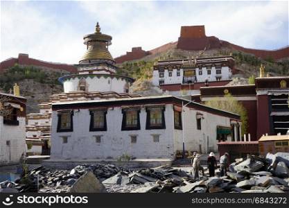 GYANTSE, CHINA - CIRCA MAY 2017 Inside Gyantse monastery