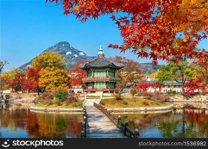 Gyeongbokgung Palace in autumn,Seoul in South Korea.