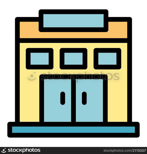 Gym building icon. Outline gym building vector icon color flat isolated. Gym building icon color outline vector