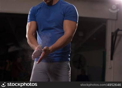 Gym Chalk Magnesium Carbonate hands clapping man for climbing workout