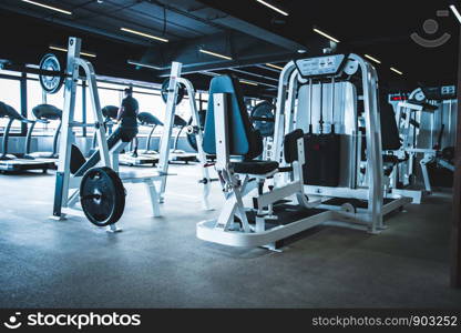 gym interior with equipment.fitness center interior
