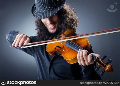 Gypsy violin player in studio
