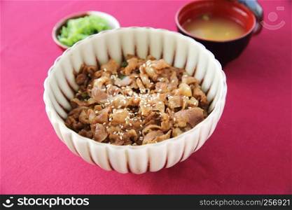gyudon beef on rice japanese food