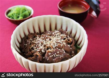 gyudon beef on rice japanese food