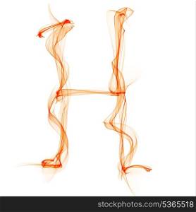H letter made of fire on white