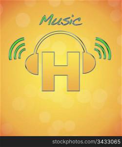 H, music logo.
