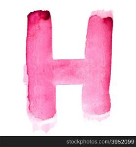 H - Watercolor letters over white background