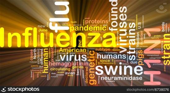 H1N1 Influenza background concept glowing. Background concept illustration of H1N1 Influenza swine flu glowing light