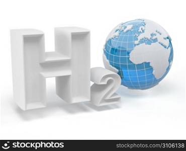 H2O. Formula of water on white isolated background. 3d