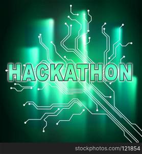 Hackathon Technology Threat Online Coding 2d Illustration Shows Cybercrime Coder Meeting To Stop Spyware Or Malware Hacking