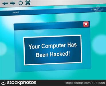 Hacked Computer Popup Message On Laptop Computer 3d Illustration