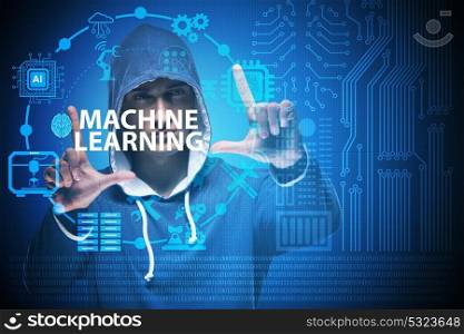Hacker in machine learning concept