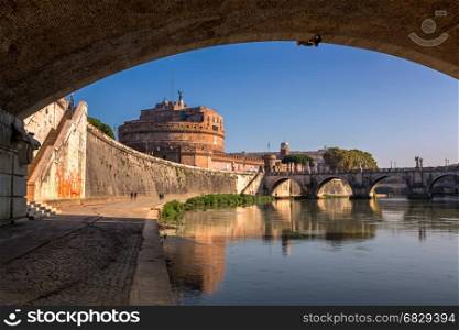 Hadrian Mausoleum and Tiber River Embankment, Rome, Italy