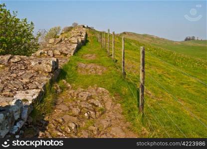 Hadrian&rsquo;s wall. a part of the ancient Hadrian&rsquo;s wall in northern England