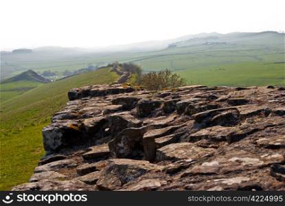 Hadrian&rsquo;s wall. a part of the ancient Hadrian&rsquo;s wall in northern England