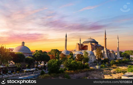 Hagia Sophia and the Bath-house of Haseki Hurrem Sultan in Istanbul, Turkey.. Hagia Sophia and the Bath-house of Haseki Hurrem Sultan in Istanbul, Turkey