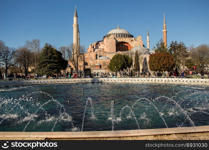 Hagia Sophia in Istanbul, the world famous monument of Byzantine architecture