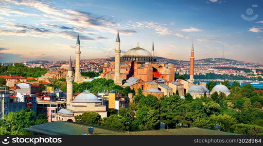 Hagia Sophia in summer Istanbul at sunny day, Turkey. Hagia Sophia in Turkey. Hagia Sophia in Turkey