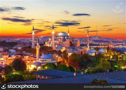 Hagia Sophia in the colorful sunset, Istanbul, Turkey.. Hagia Sophia in the colorful sunset, Istanbul, Turkey