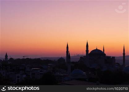 Hagia Sophia shadow view, beautiful sunset colours, Istanbul, Turkey.. Hagia Sophia shadow view, beautiful sunset colours, Istanbul, Turkey