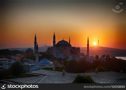 Hagia Sophia, view at sunrise, Istanbul, Turkey.