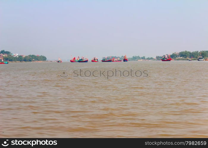 HAI DUONG, VIETNAM, March 2: Performed traditional boat on the Luc Dau river on March 2, 2013 in Kiep Bac ? Con Son festival, Chi Linh, Hai Duong, Vietnam. Kiep Bac ? Con Son festival is the most traditional festival, unique in Vietnam, held in spring and autumn every year. Perform traditional boat to recreate the naval battle in the history of the 14th century of Tran Hung Dao, a national hero of Vietnam, 1 in 10 of the world&rsquo;s great general by the Science Council of British Royal considered for February 1984