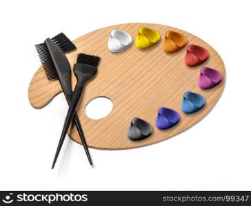 Haidresser Palette isolated on white background with color hair