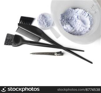 hair dye kit with white background