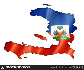 Haiti flag map, three dimensional render, isolated on white