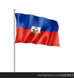 Haiti flag, three dimensional render, isolated on white. Haitian flag isolated on white