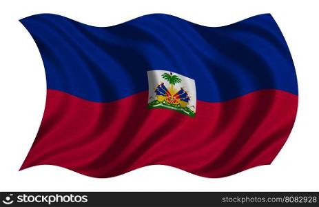 Haitian national official flag. Patriotic symbol, banner, element, background. Correct colors. Flag of Haiti with real detailed fabric texture wavy isolated on white, 3D illustration