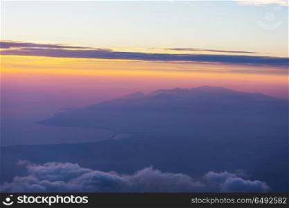Haleakala. Beautiful sunrise scene on Haleakala volcano, Maui island, Hawaii