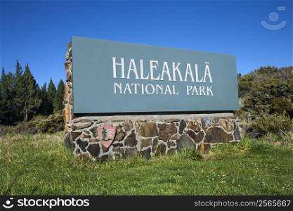 Haleakala National Park sign.