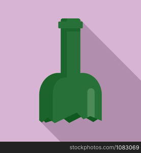 Half broken bottle icon. Flat illustration of half broken bottle vector icon for web design. Half broken bottle icon, flat style