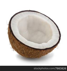 half coconut close-up isolated on a white background