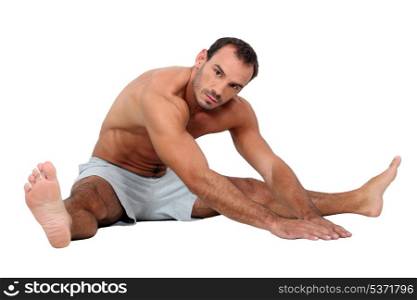 half naked man doing exercises