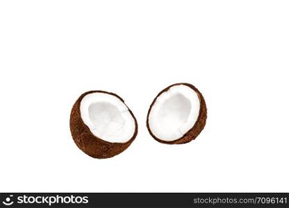 Half of coconuts clear isolated on white background. Half of coconuts isolated on white background