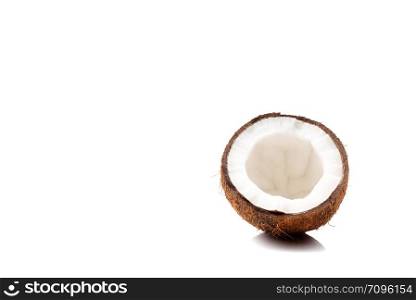 Half of coconuts isolated on white background. Half of coconut isolated on white background