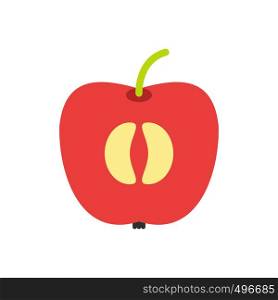 Half of fresh red apple flat icon isolated on white background. Half of fresh red apple flat icon
