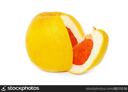 half of grapefruit isolated on white background