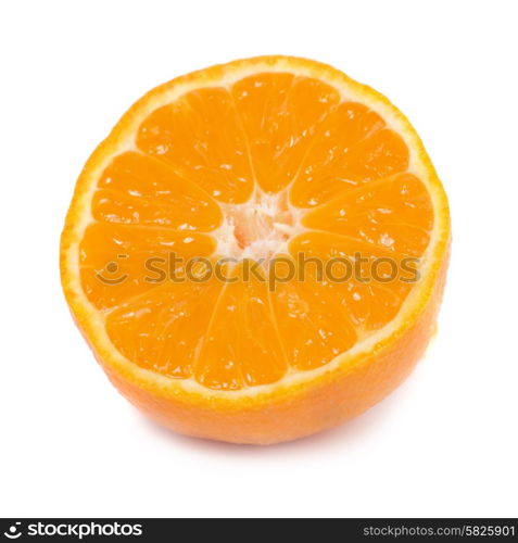 Half of orange mandarin isolated on white background