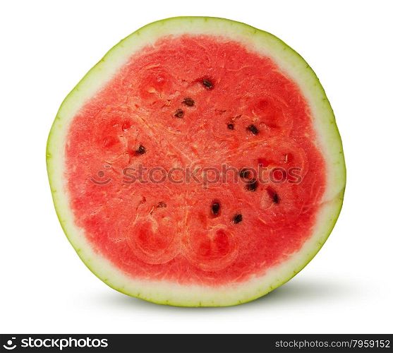 Half of red juicy watermelon isolated on white background